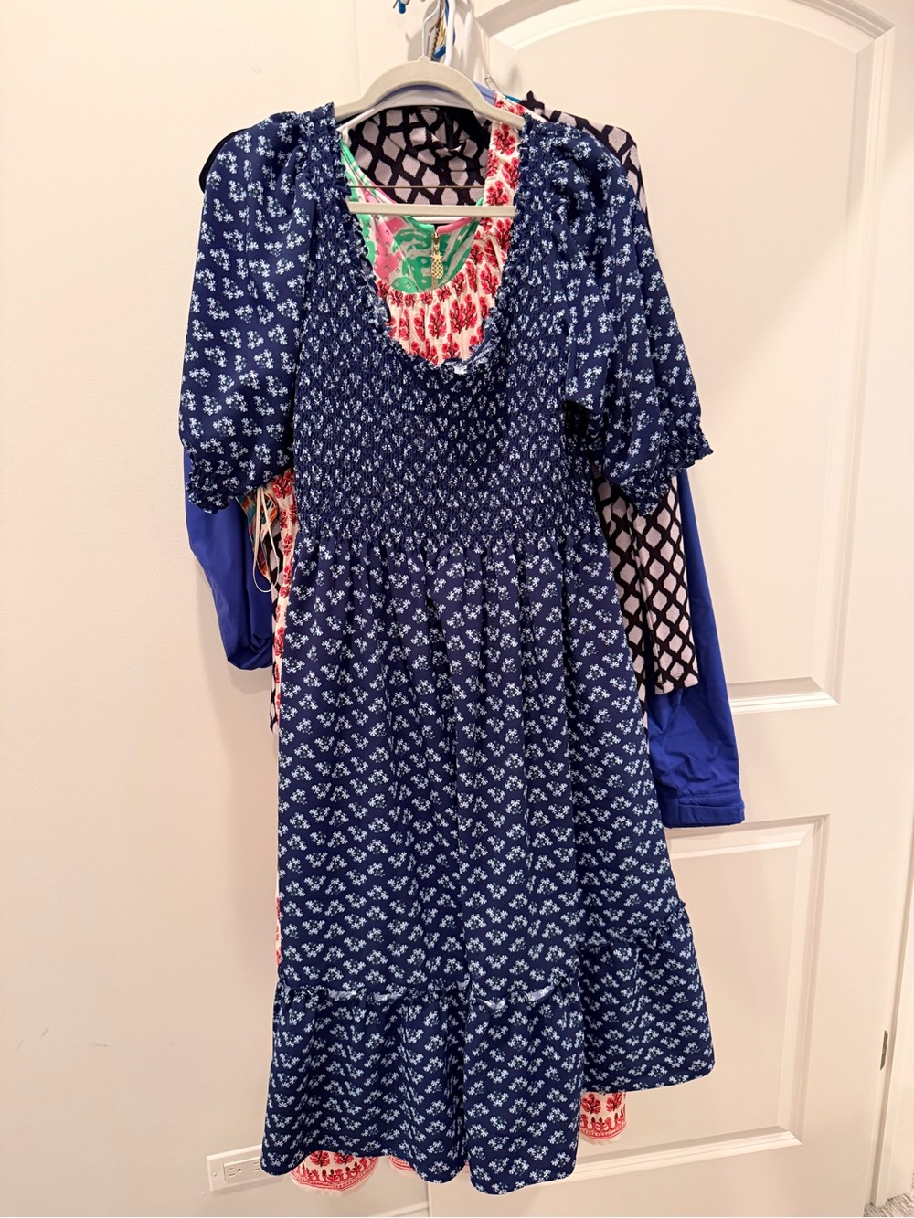 Hill House Navy Floral Smocked Midi Dress
